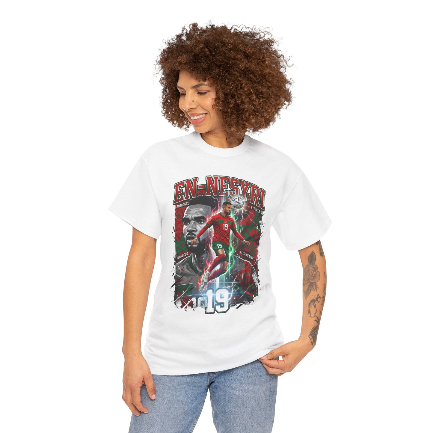 En-Nesyri #19 – Atlas Lions Aerial Dominance T‑Shirt