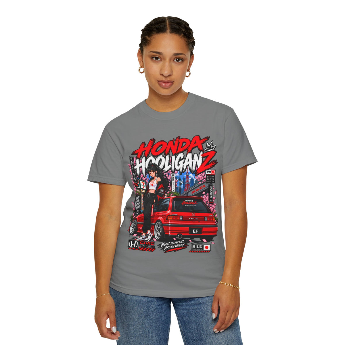 Honda Hooliganz EF9 Civic Tee — Retro JDM Street Racing T-Shirt