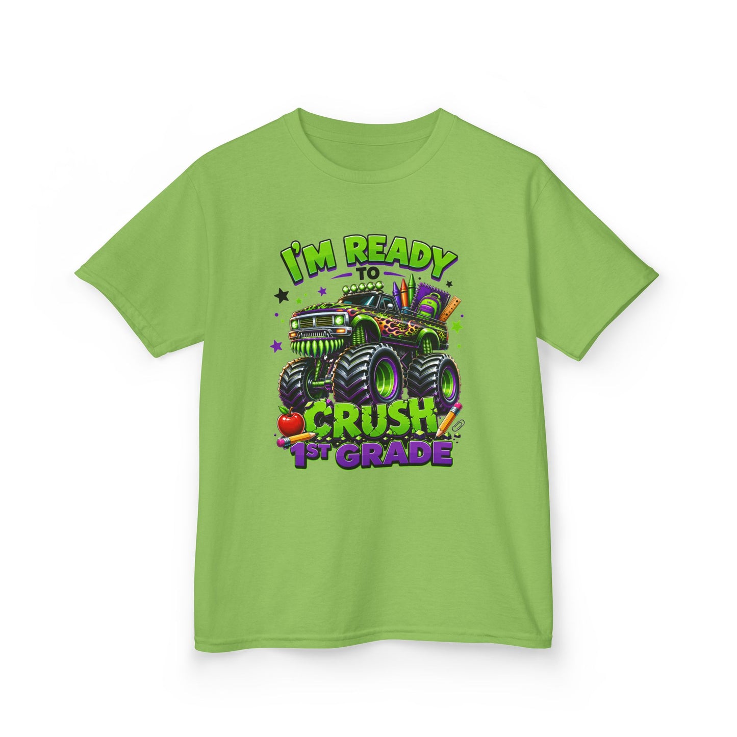I’m Ready to Crush 1st Grade Monster Truck Kids T-Shirt – First Day of School Tee