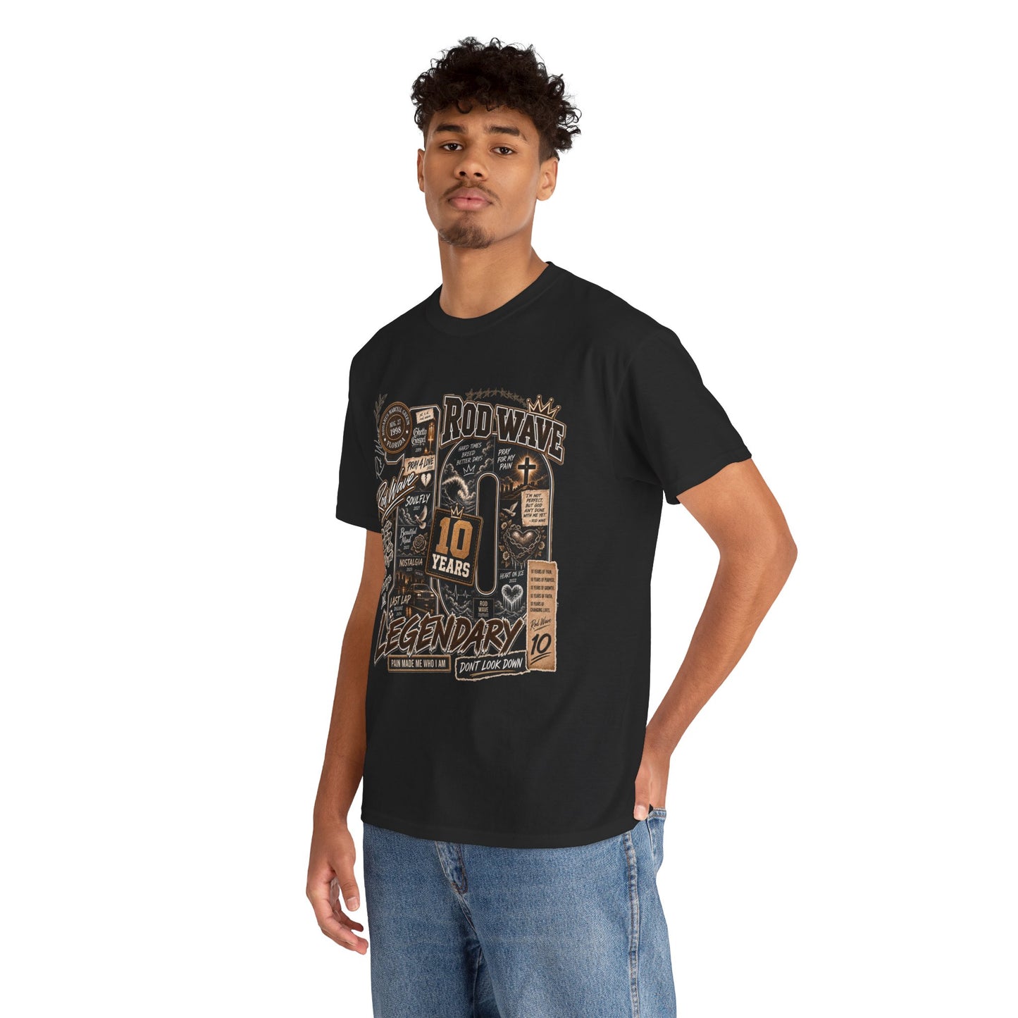 Rod Wave 10 Years Legendary – Pain, Purpose & Faith Hip-Hop Collage T-Shirt Design