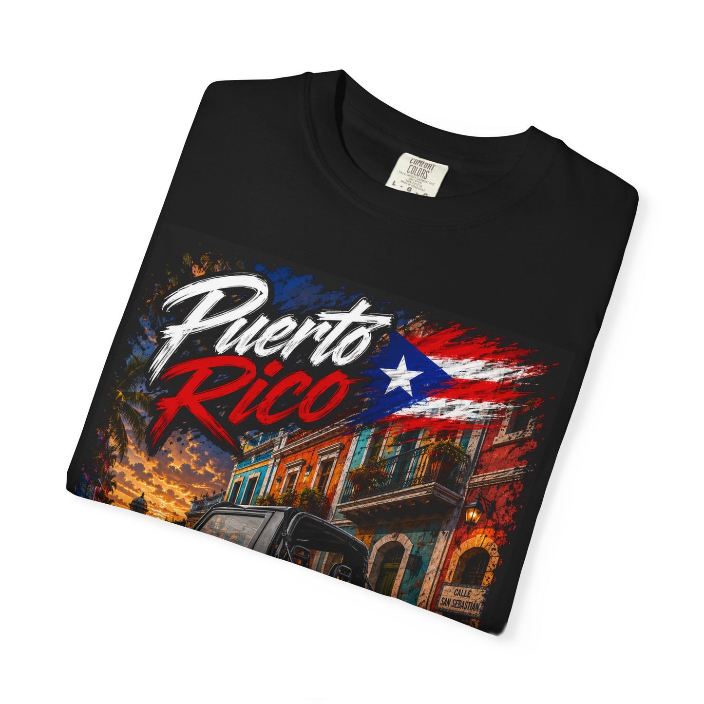 Puerto Rico Samuri Burnout T-Shirt — Retro Island Flag Graphic Tee