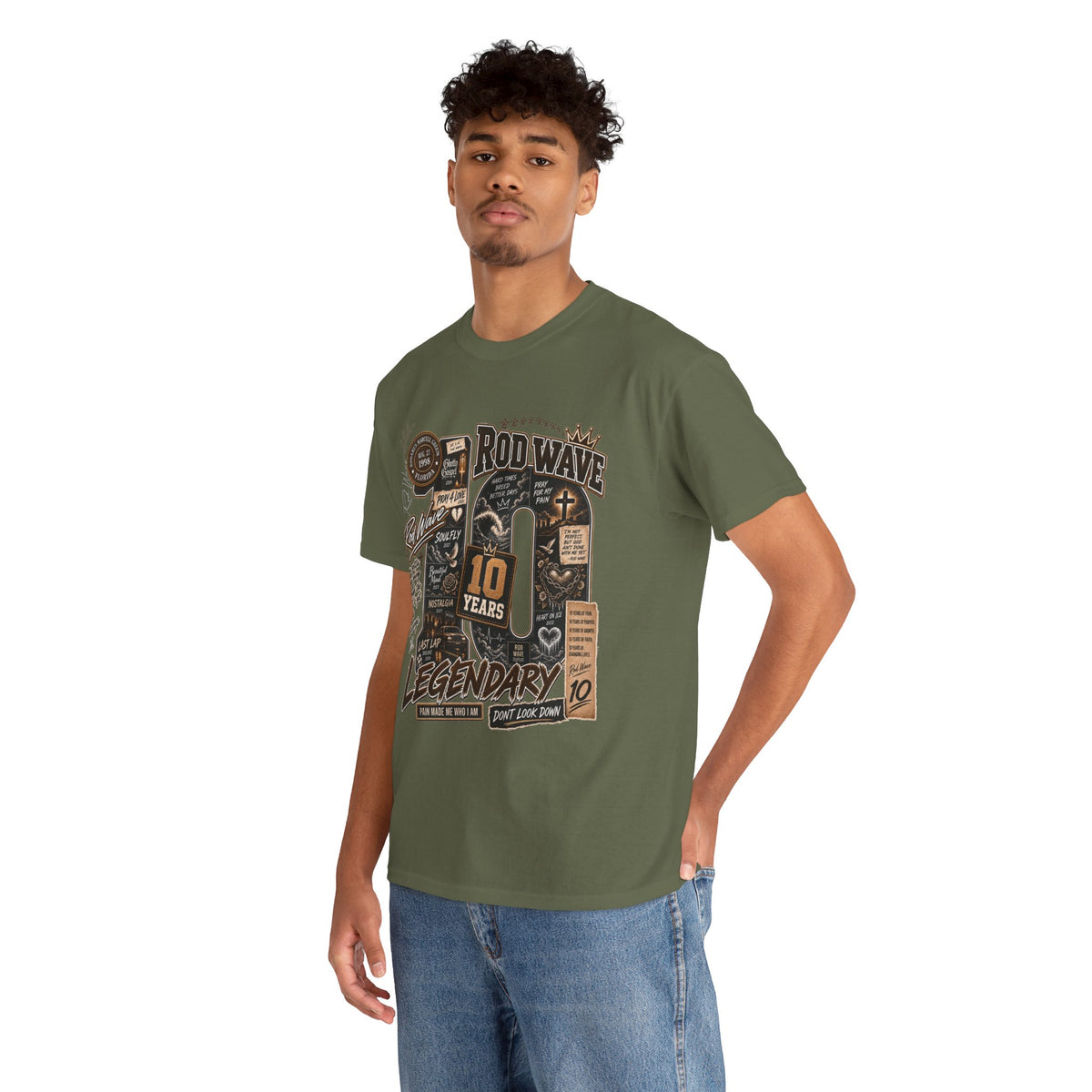 Rod Wave 10 Years Legendary – Pain, Purpose & Faith Hip-Hop Collage T-Shirt Design