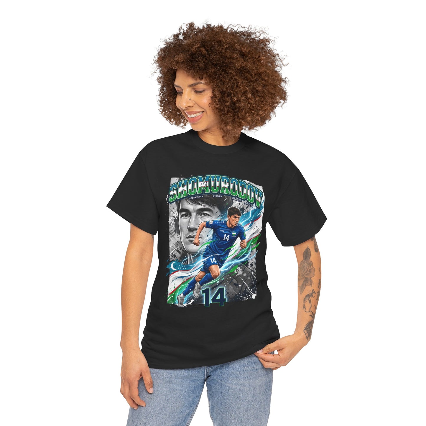 Shomurodov #14 – Uzbekistan’s Dynamic Striker T-Shirt