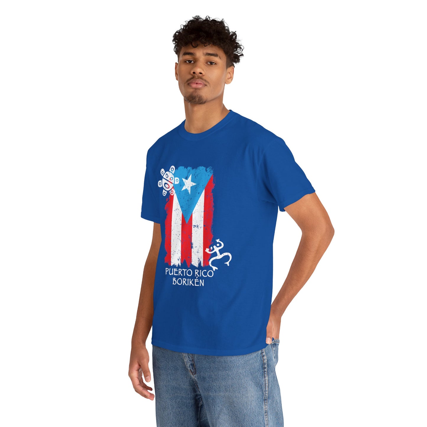 Puerto Rico Borikén Flag Tee — Taíno Petroglyph Heritage Vintage