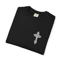 Religious Graphic T-Shirt — Praying Madonna with Roses & Ornate Cross