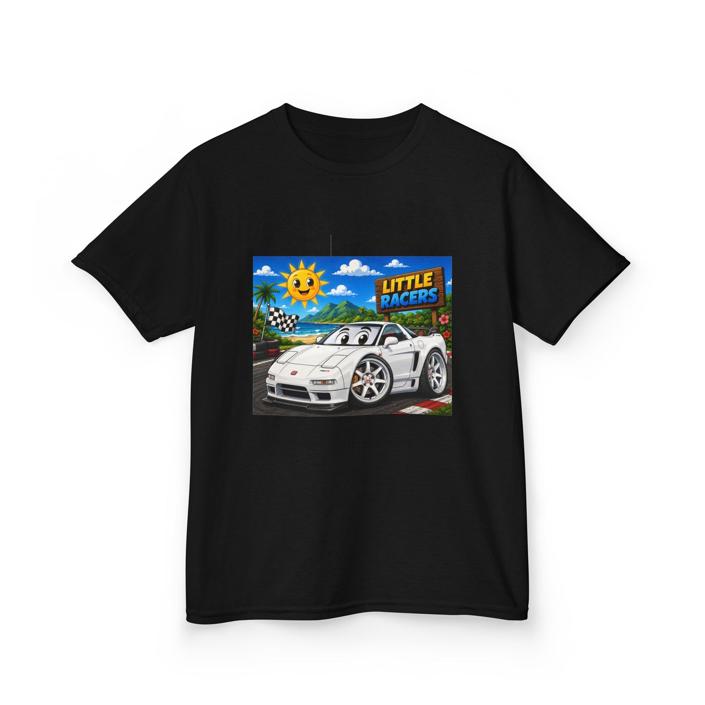 Kids Racing Car T‑Shirt — 'Little Racers' White NSX Graphic Tee