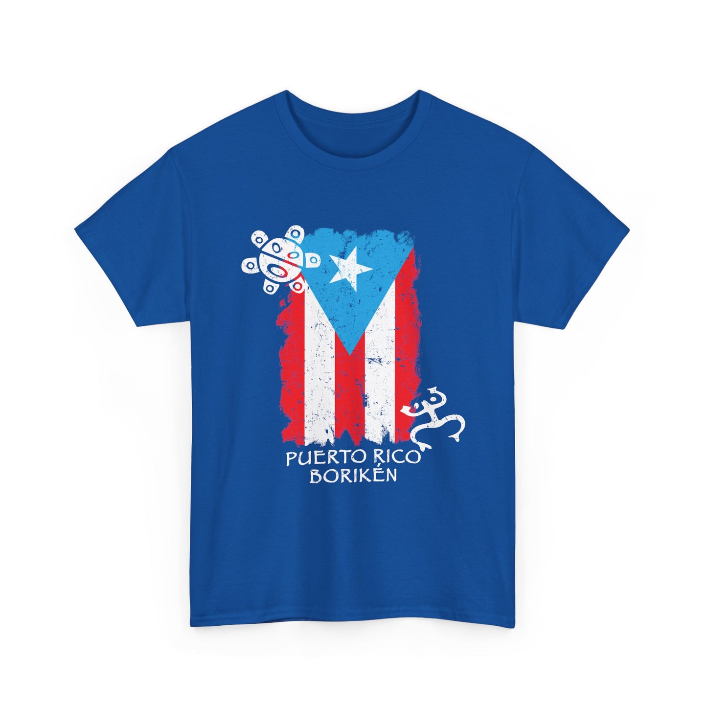 Puerto Rico Borikén Flag Tee — Taíno Petroglyph Heritage Vintage