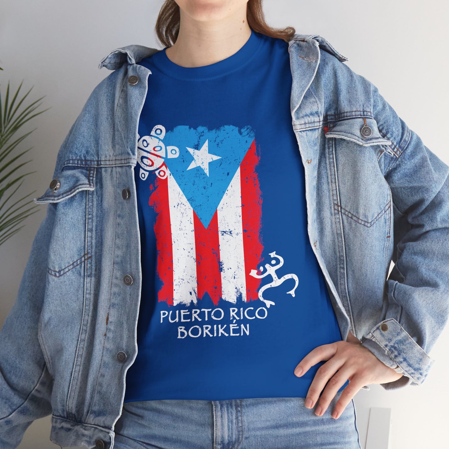 Puerto Rico Borikén Flag Tee — Taíno Petroglyph Heritage Vintage