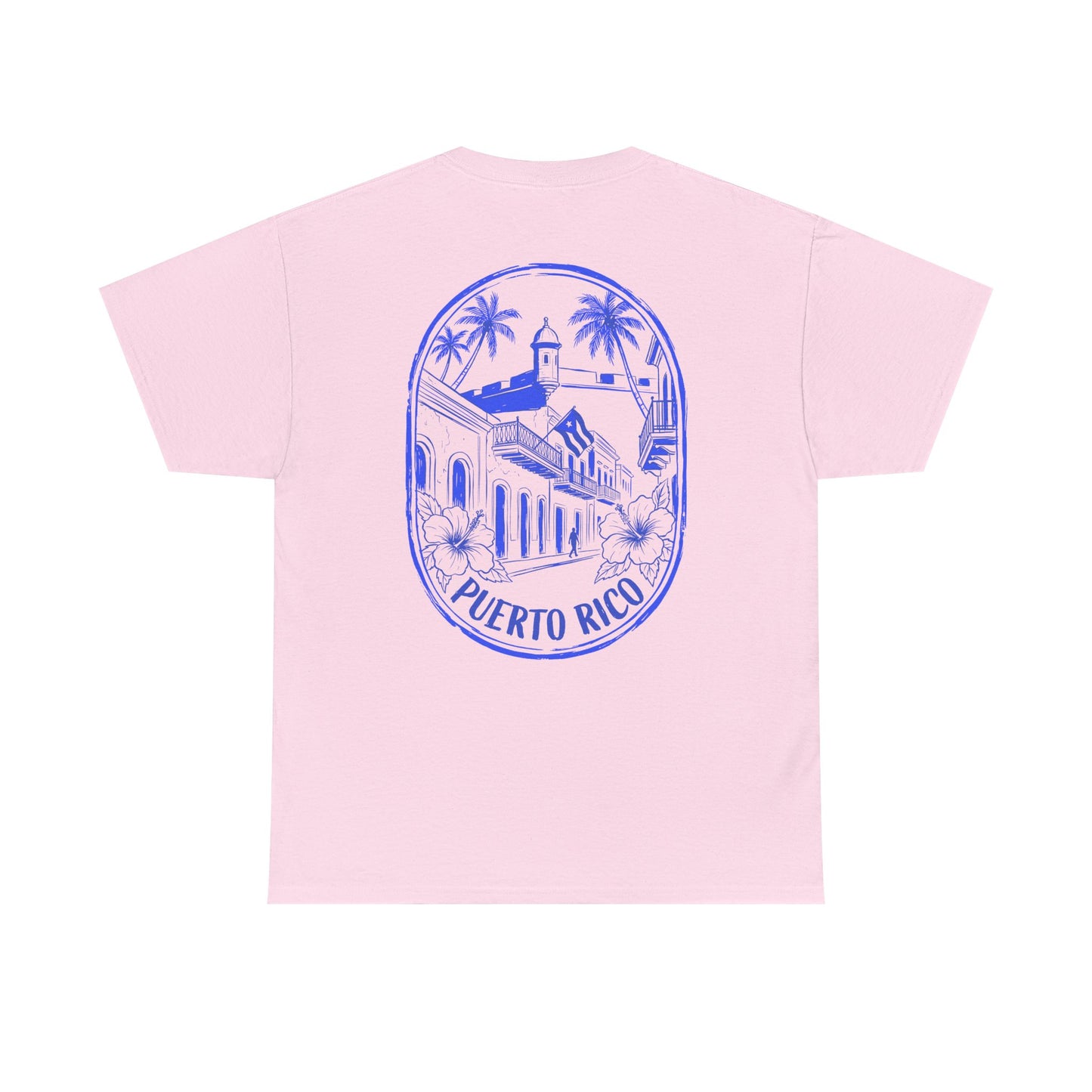 Puerto Rico Streets Tee — Handwritten Logo & Old San Juan Back Illustration