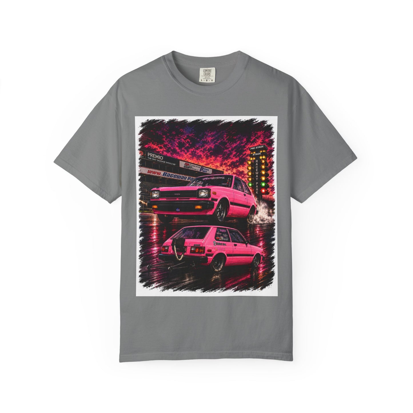 Retro Pink Starlet T-Shirt — Neon Pink Skyline Racing Graphic