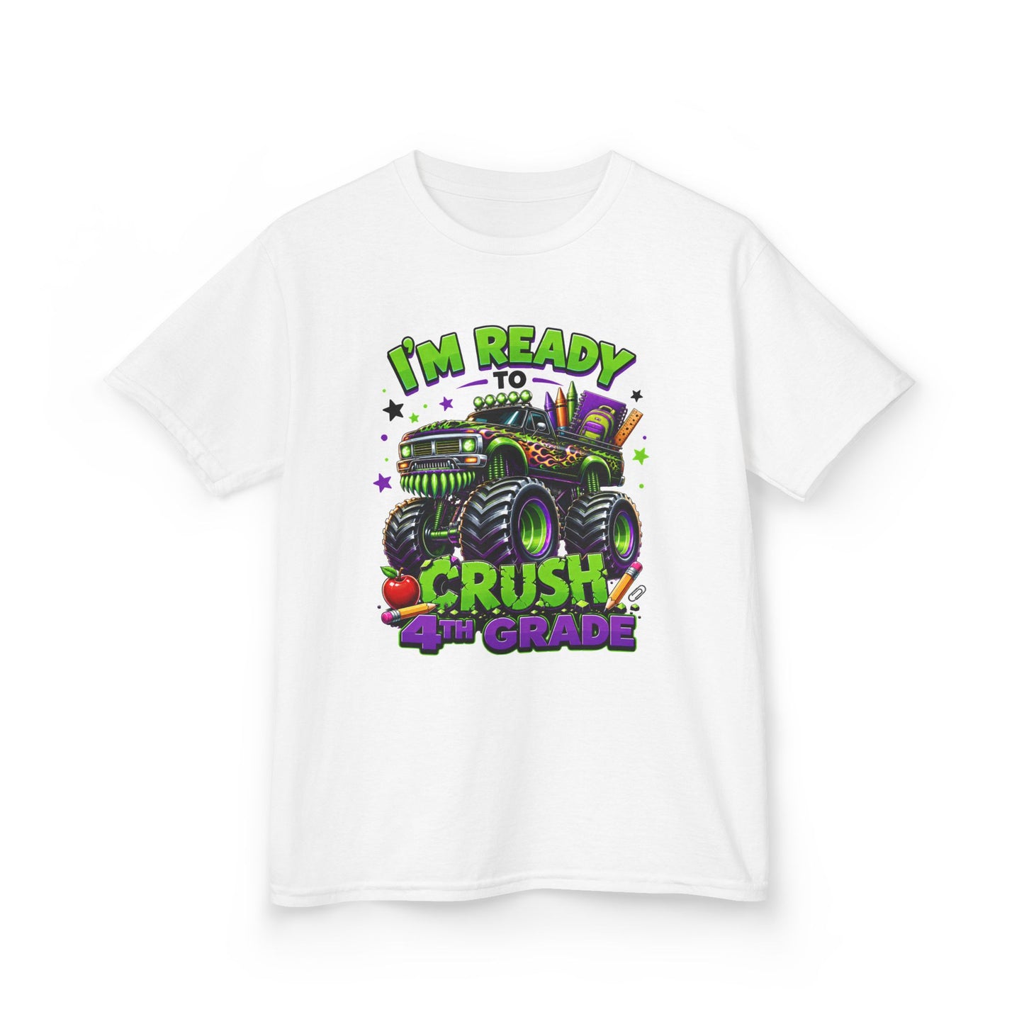 I’m Ready to Crush 4th Grade Monster Truck Kids T-Shirt – Back to School Tee