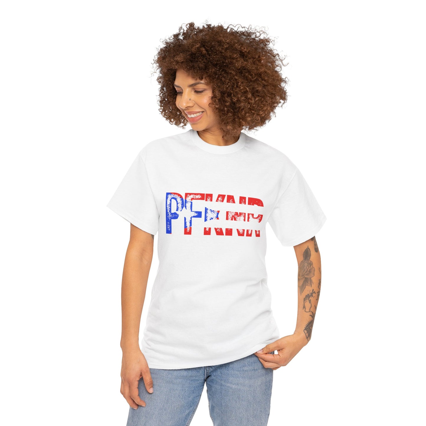 Patriotic 'PFW' Flag Graphic T-Shirt — Red White Blue Americana Tee