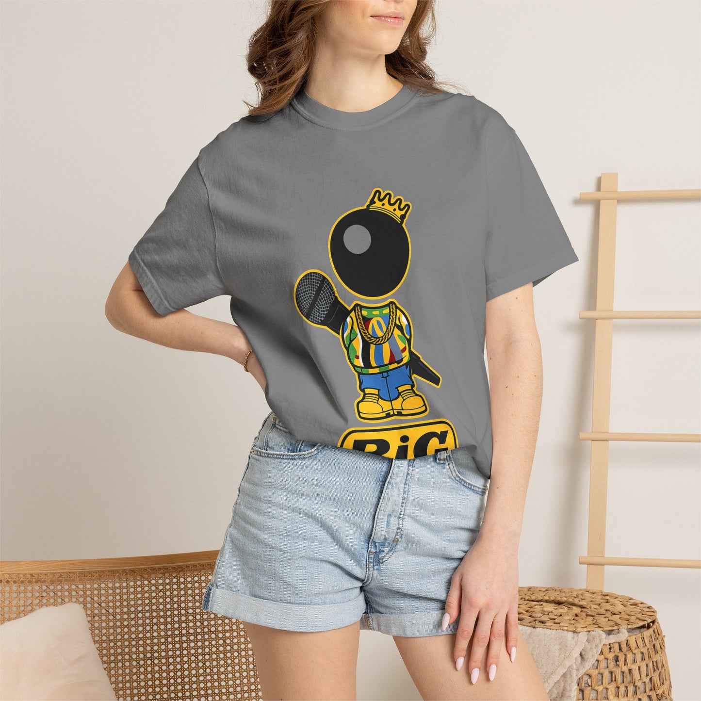 BiG Hip-Hop Icon Cartoon T-Shirt | Retro 90s Rap Inspired Streetwear Design