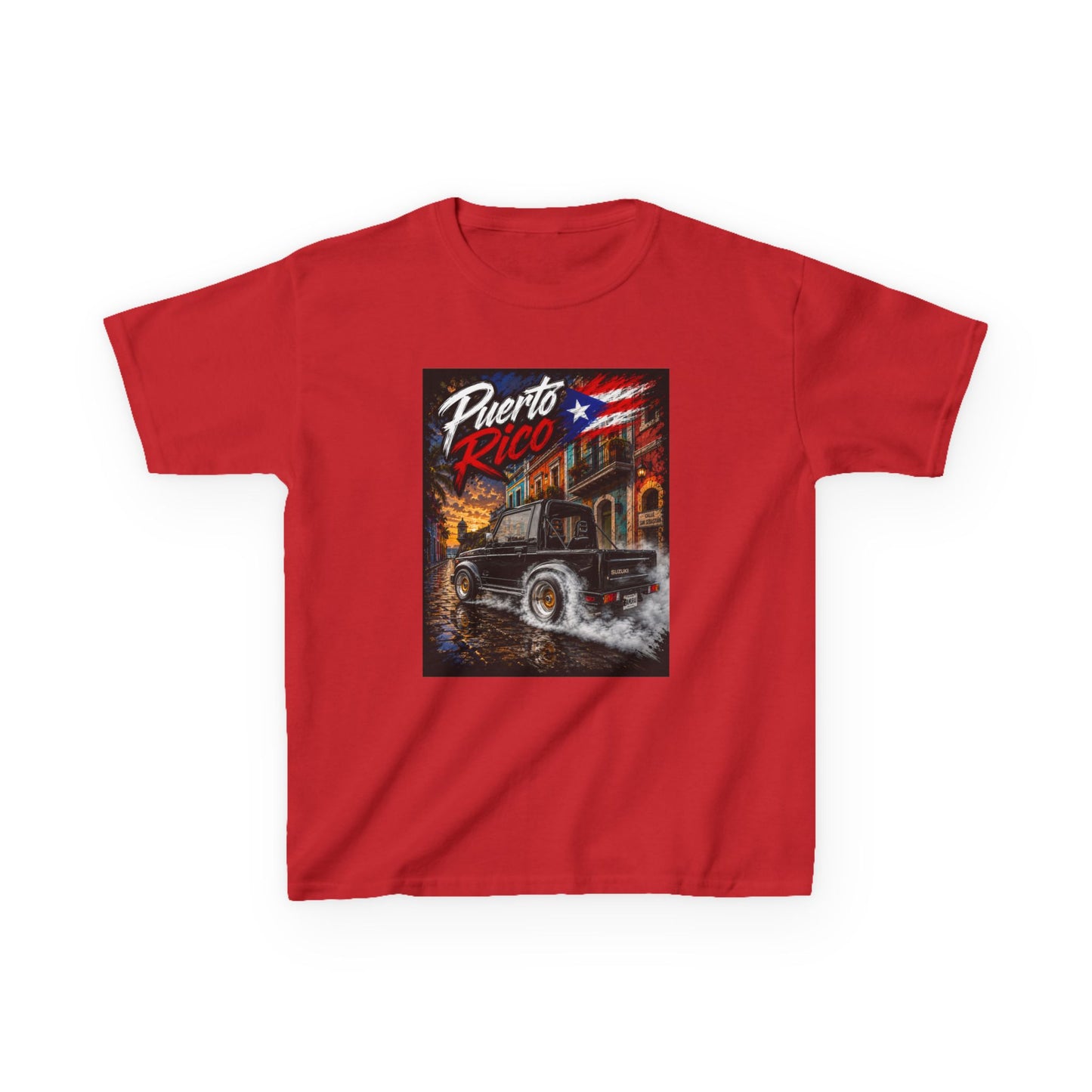 Kids T-Shirt — Puerto Rico Vintage Car Retro Travel Graphic
