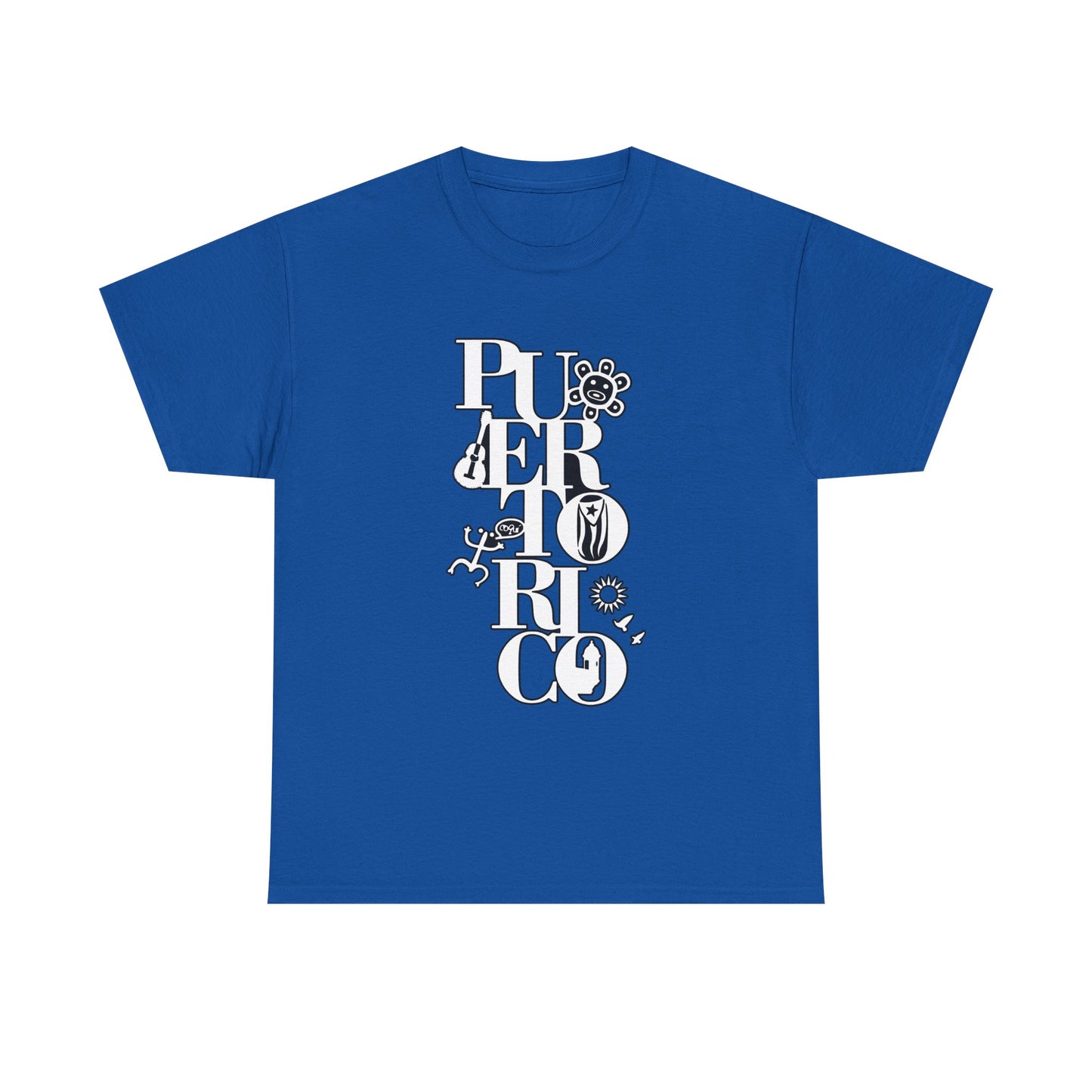 Puerto Rico Floral Vertical Tee — Retro Typography Island Shirt