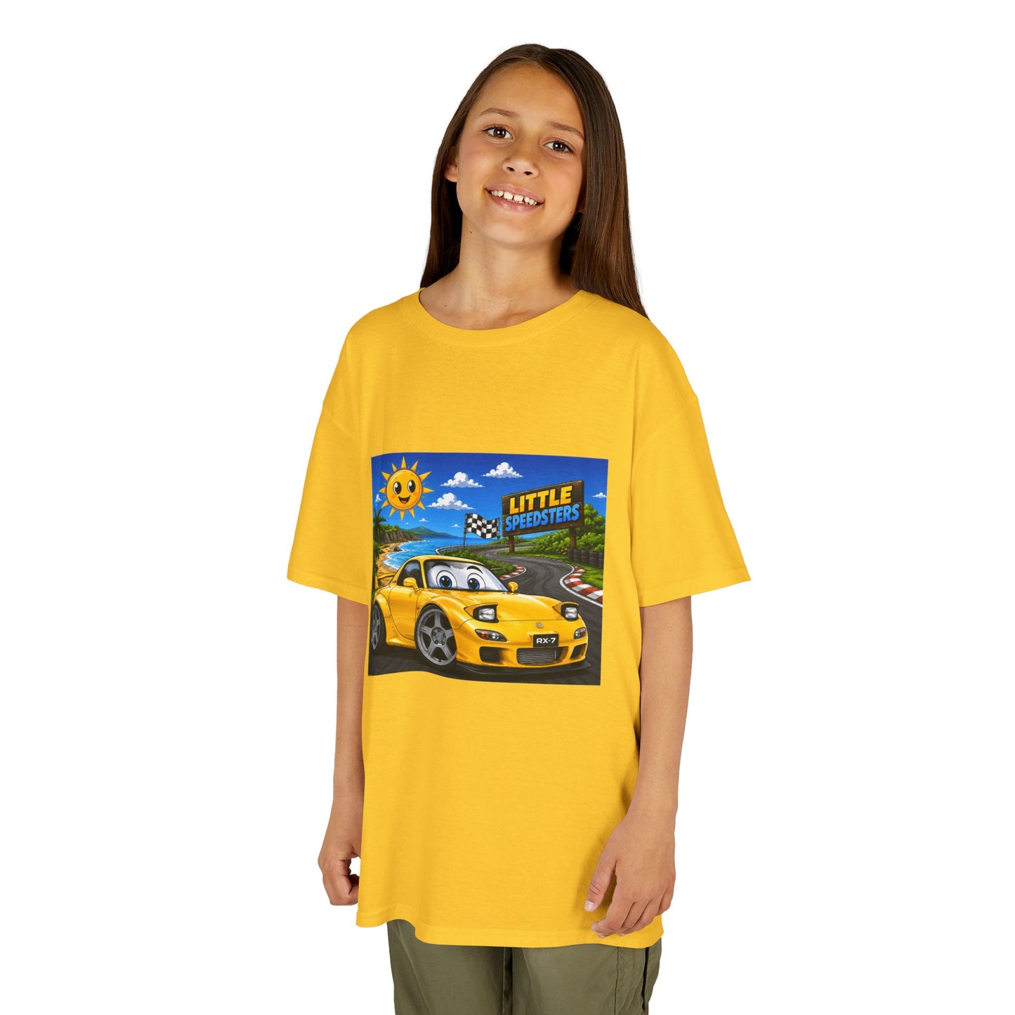Kids Car T‑Shirt — "Little Speedster" Yellow FD RX7 Tee