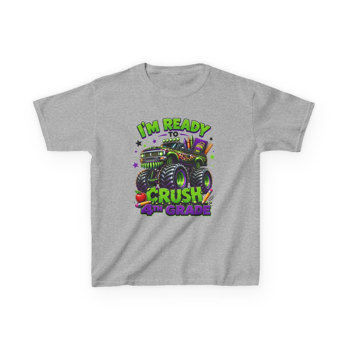 I’m Ready to Crush 4th Grade Monster Truck Kids T-Shirt – Back to School Tee