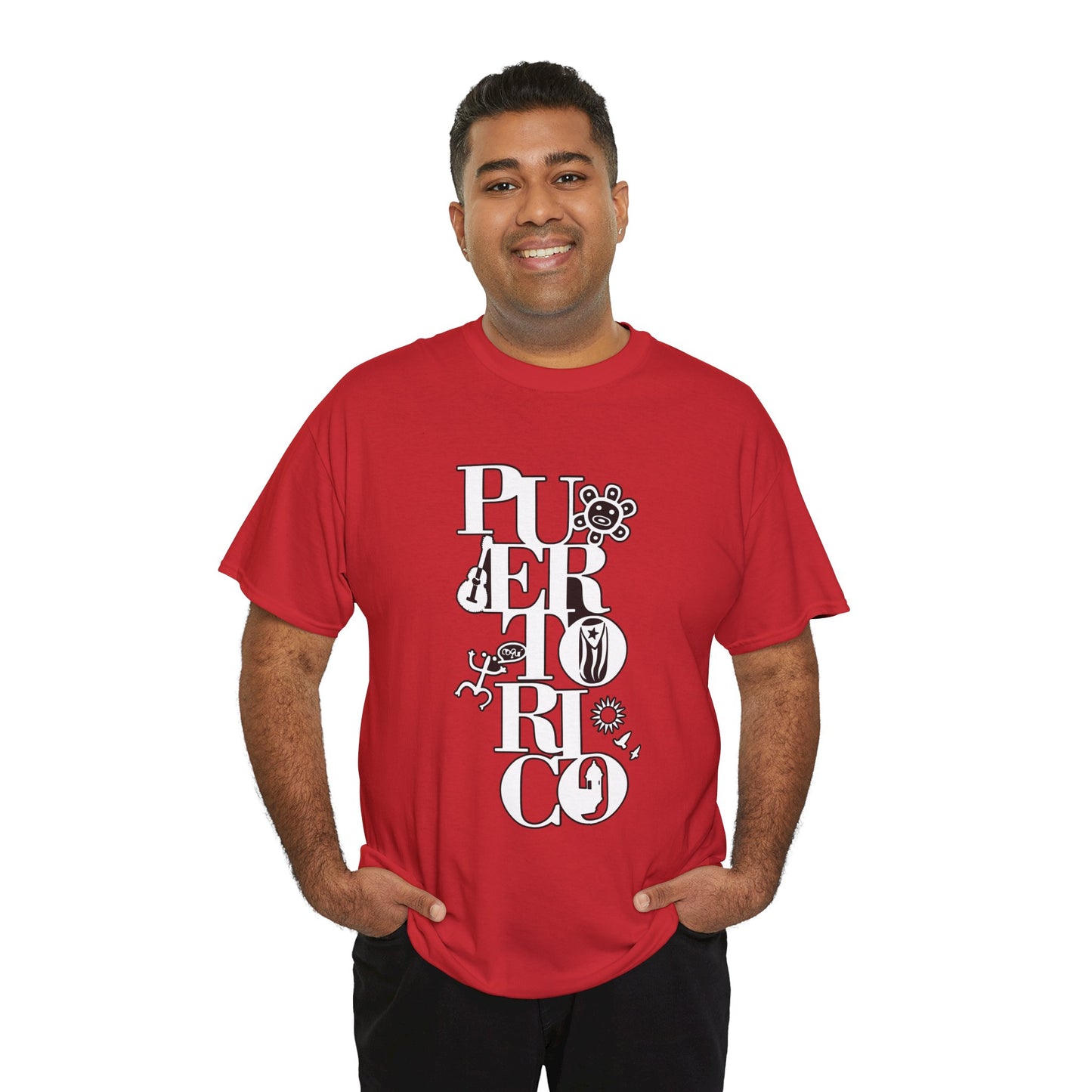 Puerto Rico Floral Vertical Tee — Retro Typography Island Shirt