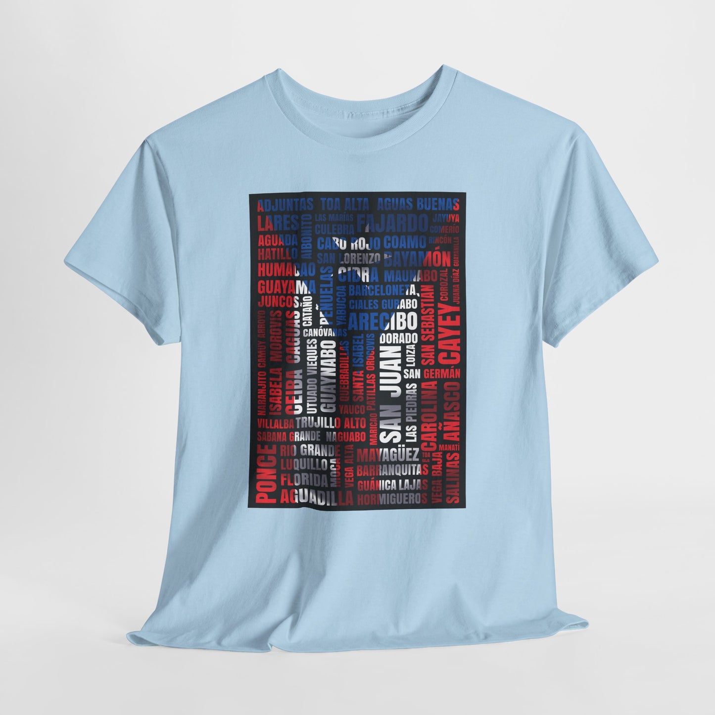 Puerto Rico Flag Word Cloud T-Shirt — Puerto Rican Pride Tee with Names Design