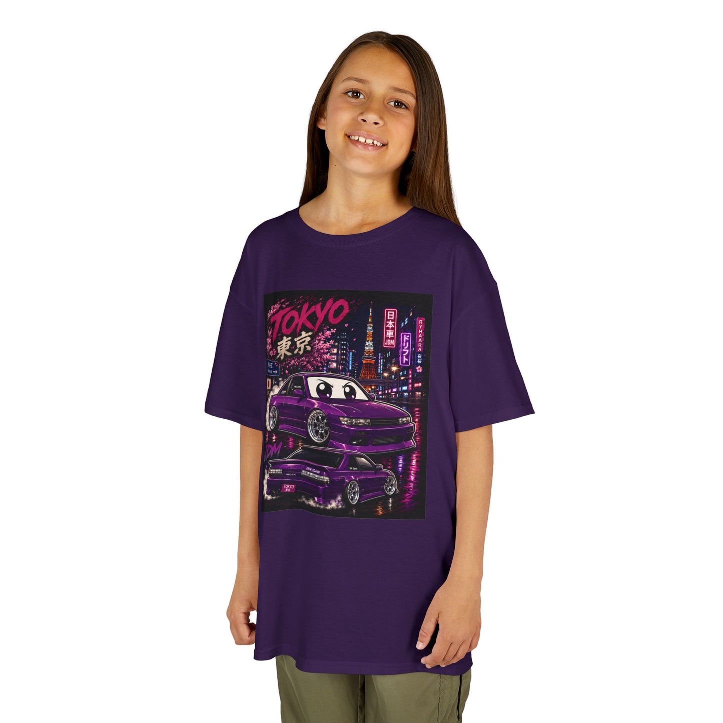Kids Tokyo Night Drift Tee — Retro Neon City Racing Graphic