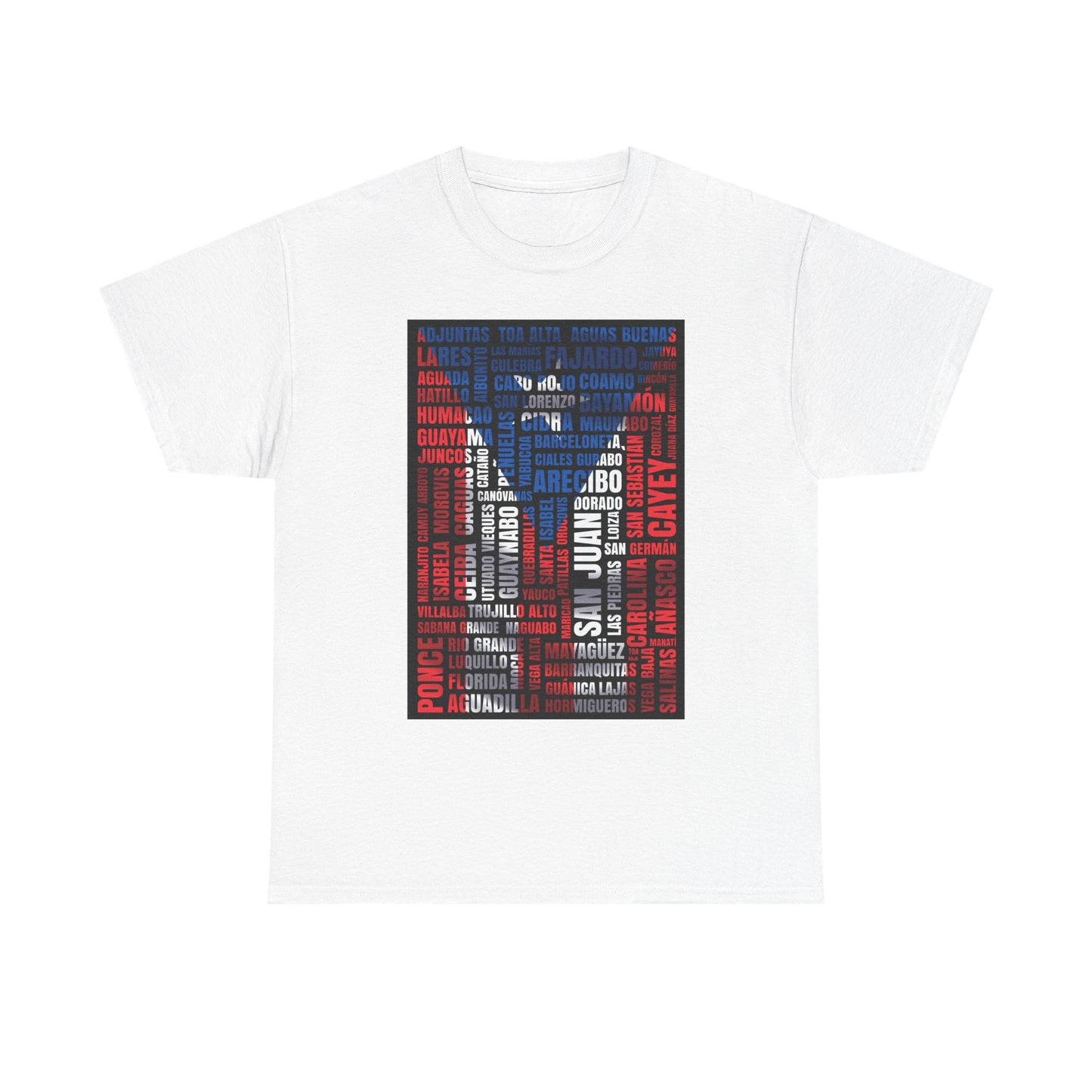 Puerto Rico Flag Word Cloud T-Shirt — Puerto Rican Pride Tee with Names Design