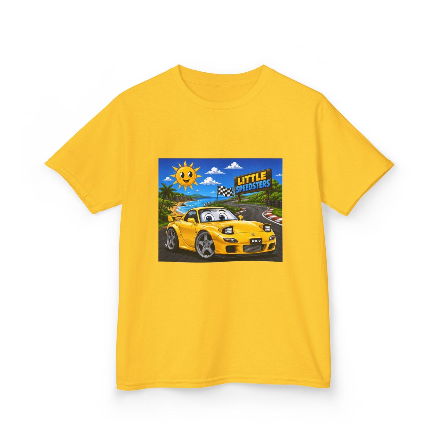 Kids Car T‑Shirt — "Little Speedster" Yellow FD RX7 Tee