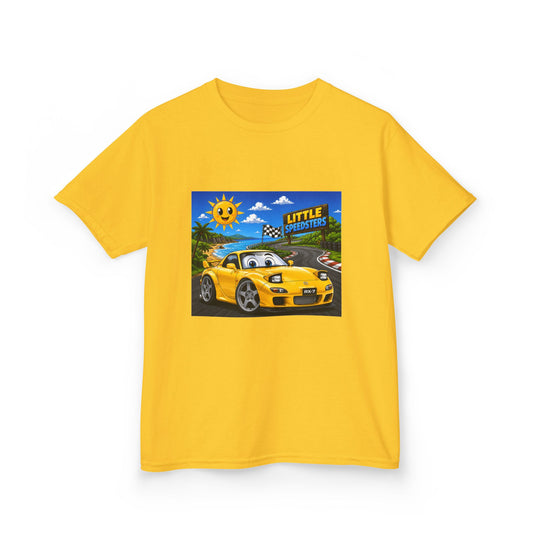 Kids Car T‑Shirt — "Little Speedster" Yellow FD RX7 Tee