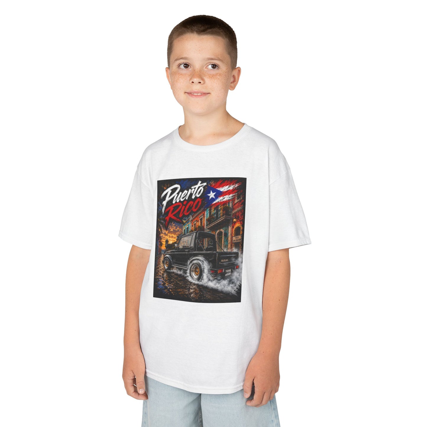 Kids T-Shirt — Puerto Rico Vintage Car Retro Travel Graphic