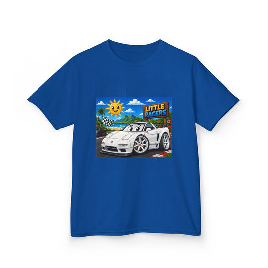 Kids Racing Car T‑Shirt — 'Little Racers' White NSX Graphic Tee