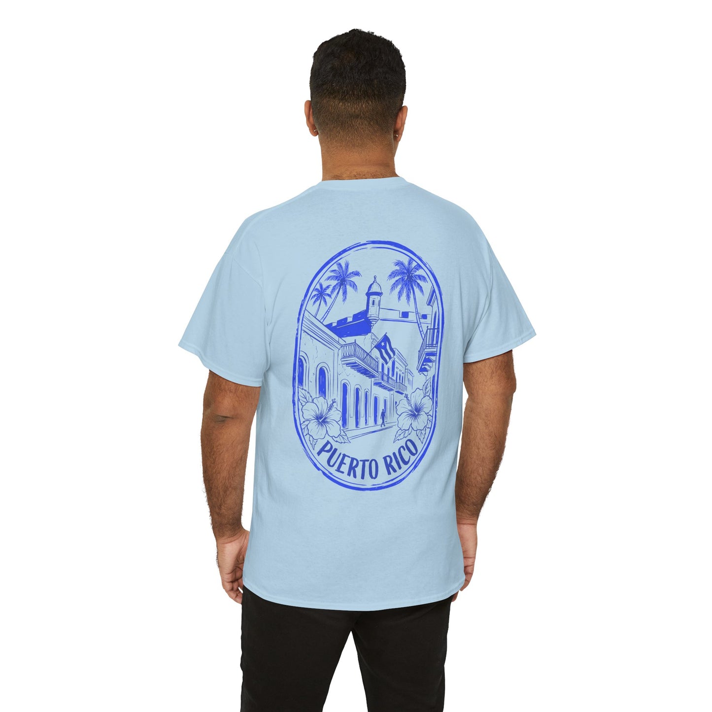 Puerto Rico Streets Tee — Handwritten Logo & Old San Juan Back Illustration