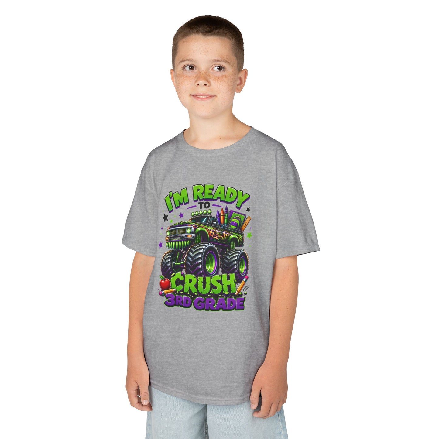 I’m Ready to Crush 3rd Grade Monster Truck Kids T-Shirt – First Day of School Tee