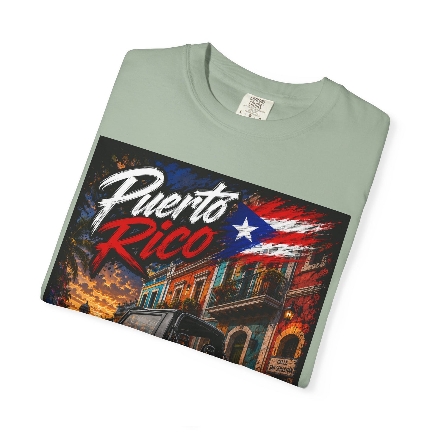 Puerto Rico Samuri Burnout T-Shirt — Retro Island Flag Graphic Tee