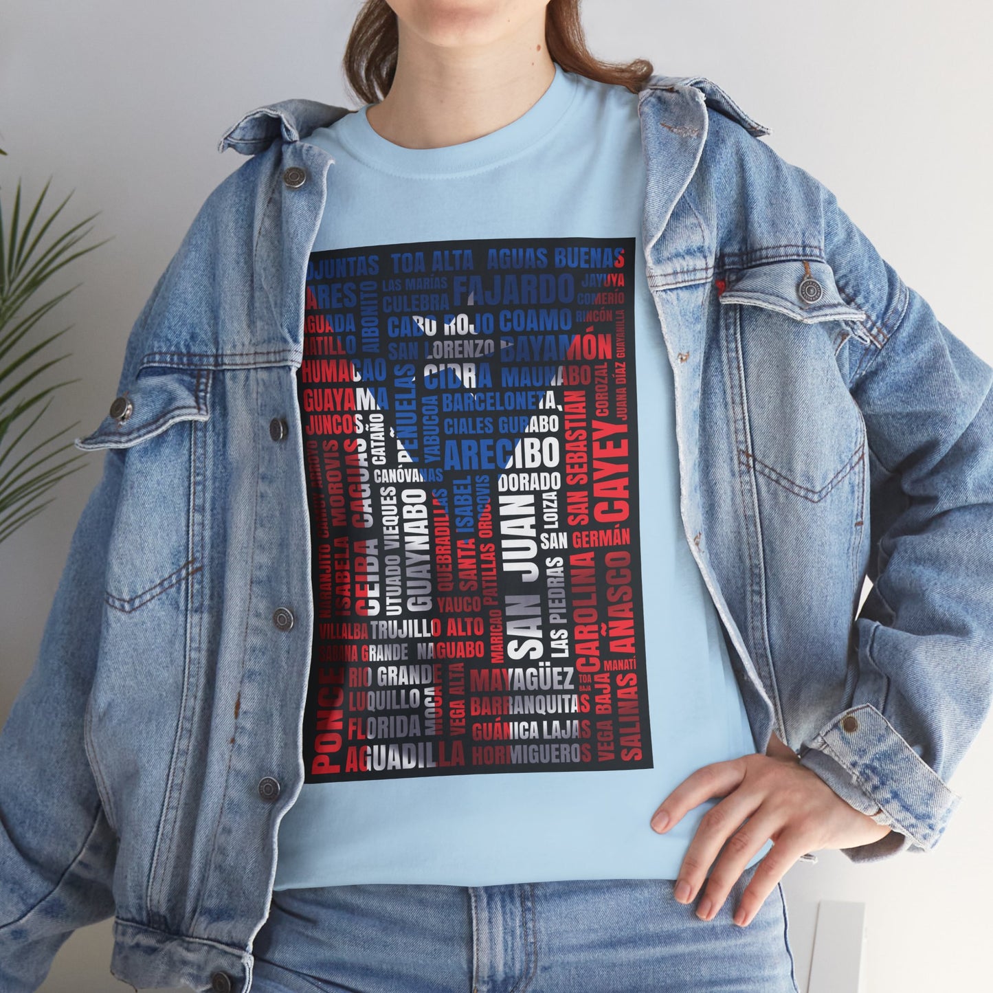Puerto Rico Flag Word Cloud T-Shirt — Puerto Rican Pride Tee with Names Design
