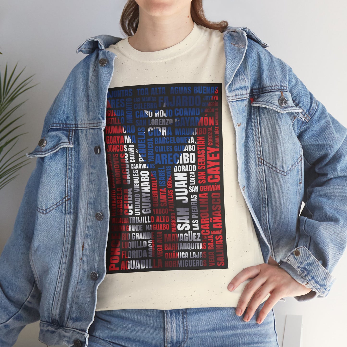 Puerto Rico Flag Word Cloud T-Shirt — Puerto Rican Pride Tee with Names Design