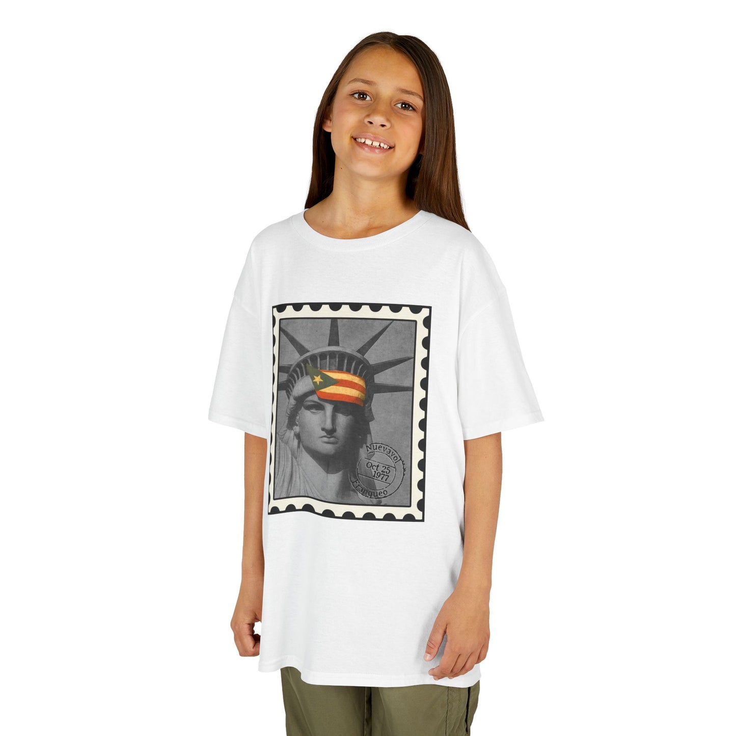 Puerto Rico Liberty Stamp Kids T-Shirt – Boricua Pride Design
