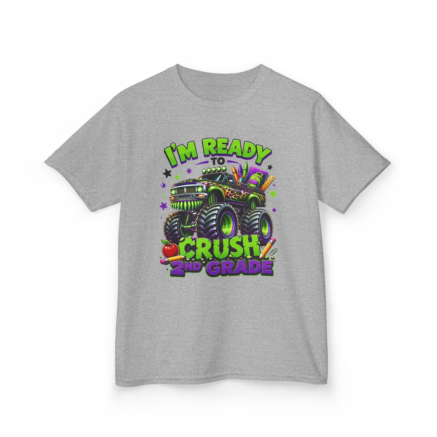I’m Ready to Crush 2nd Grade Monster Truck Kids T-Shirt – Back to School Tee