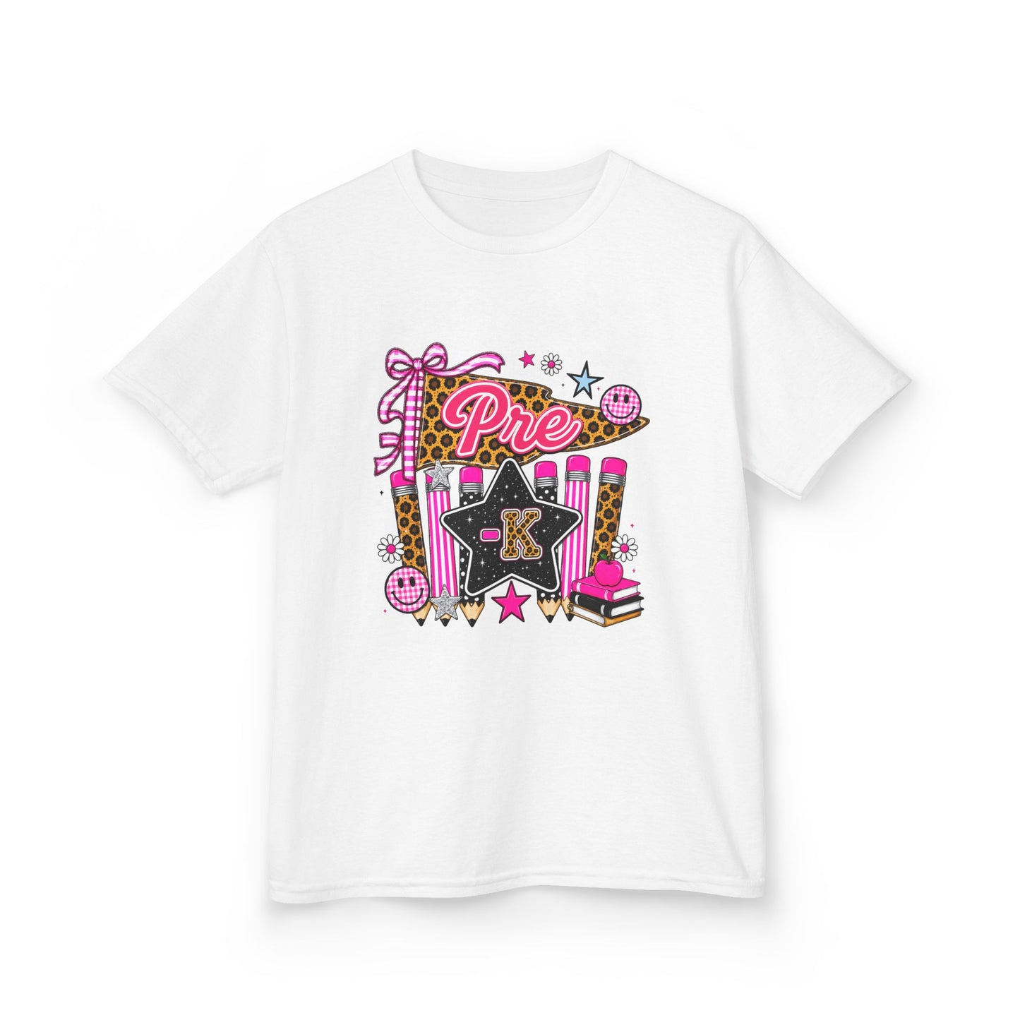 Pre-K Girl Back to School T-Shirt – Pink Leopard Print First Day of Pre-K Tee