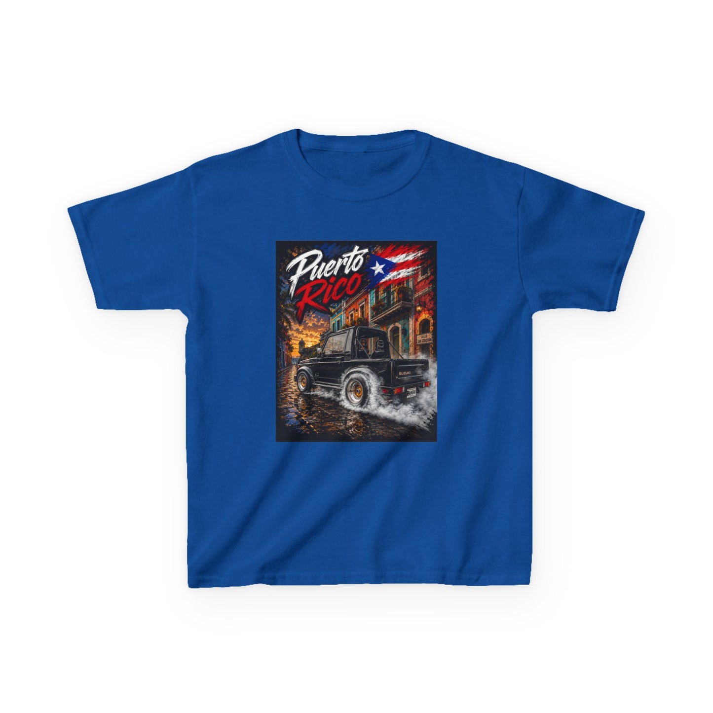 Kids T-Shirt — Puerto Rico Vintage Car Retro Travel Graphic