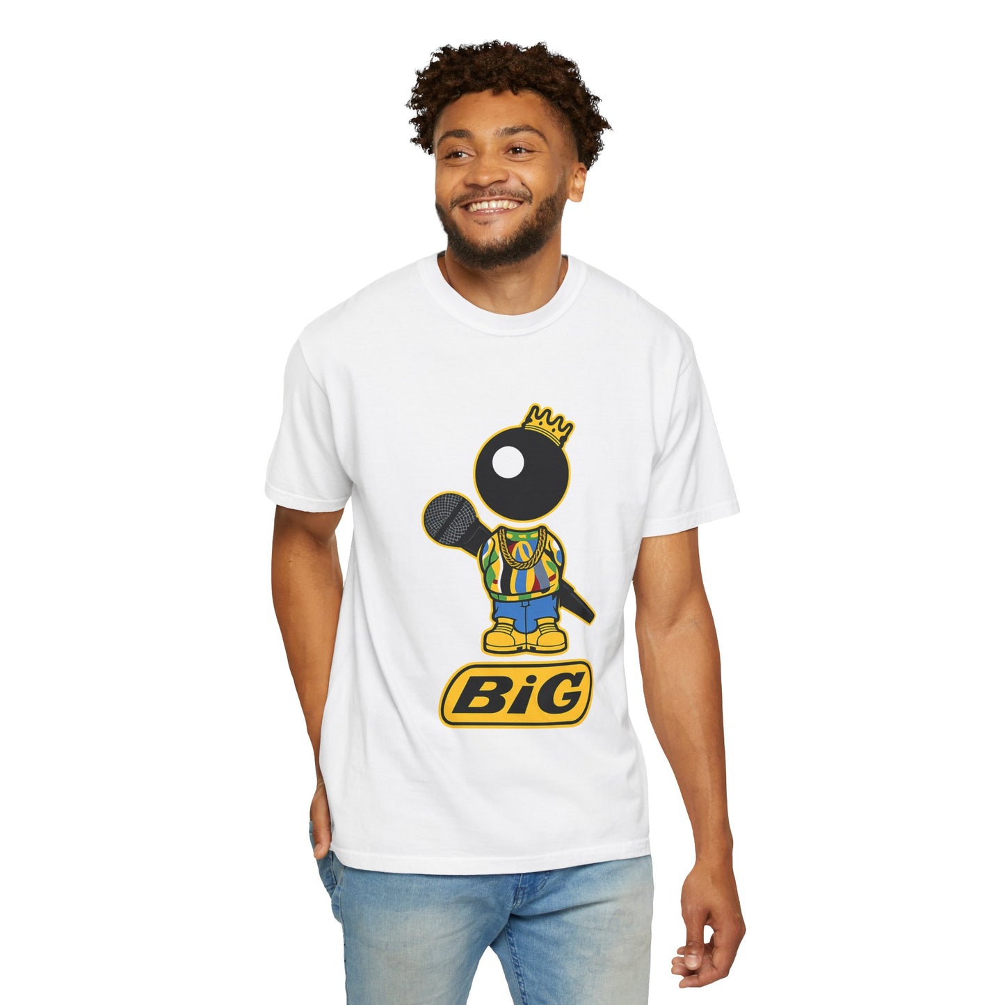 BiG Hip-Hop Icon Cartoon T-Shirt | Retro 90s Rap Inspired Streetwear Design