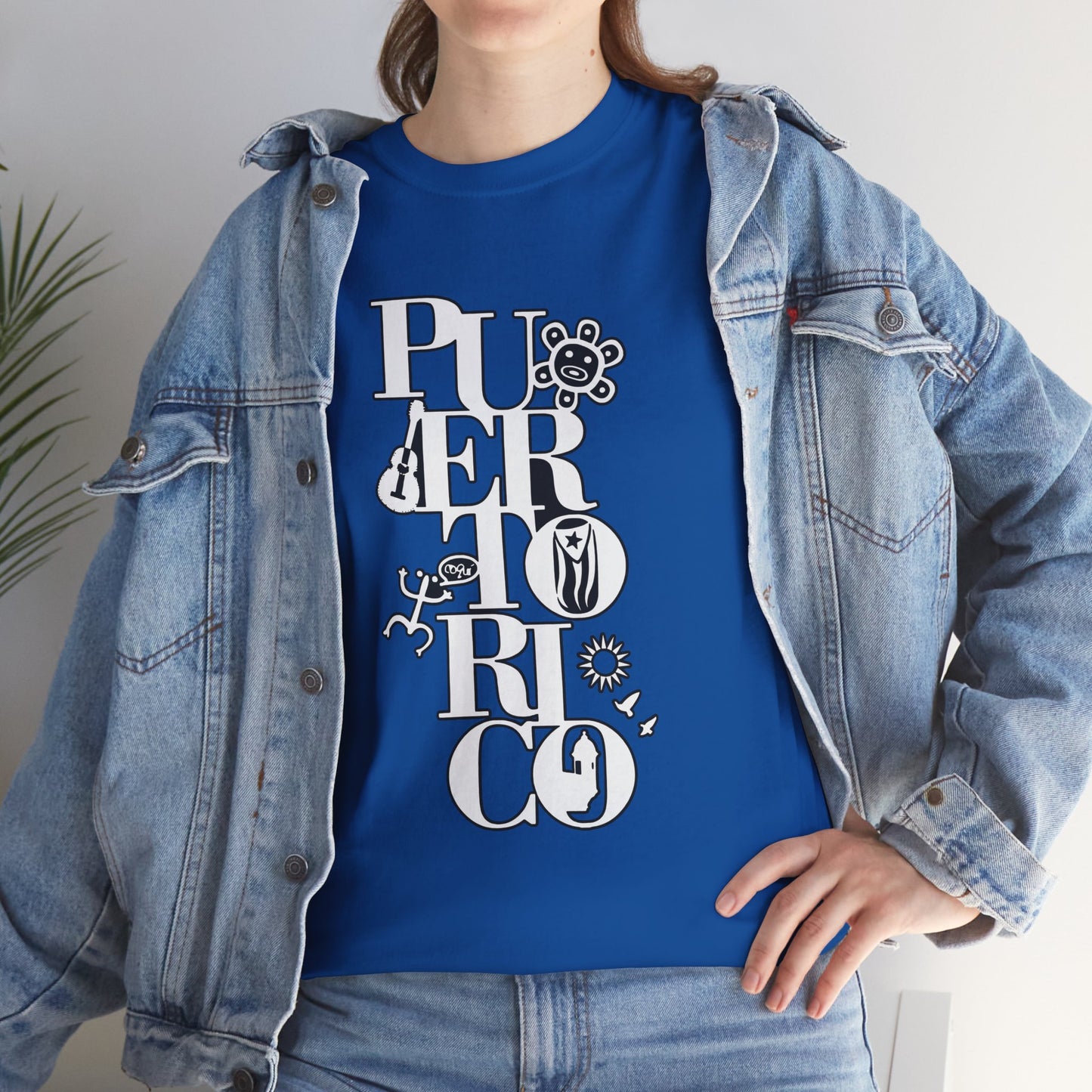Puerto Rico Floral Vertical Tee — Retro Typography Island Shirt