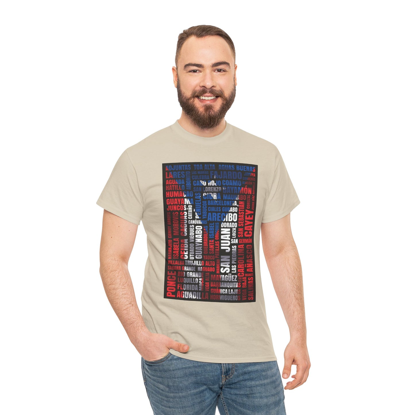 Puerto Rico Flag Word Cloud T-Shirt — Puerto Rican Pride Tee with Names Design