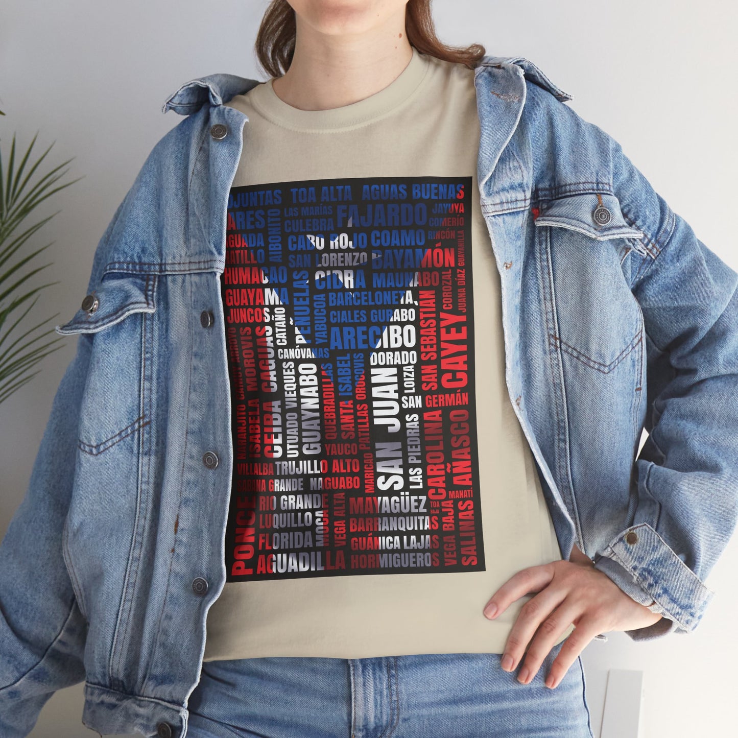 Puerto Rico Flag Word Cloud T-Shirt — Puerto Rican Pride Tee with Names Design