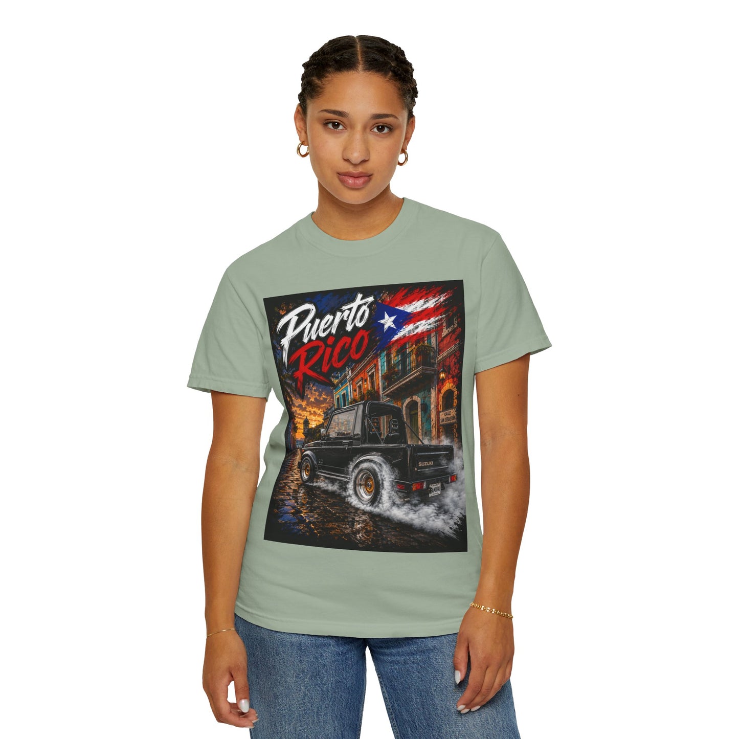 Puerto Rico Samuri Burnout T-Shirt — Retro Island Flag Graphic Tee