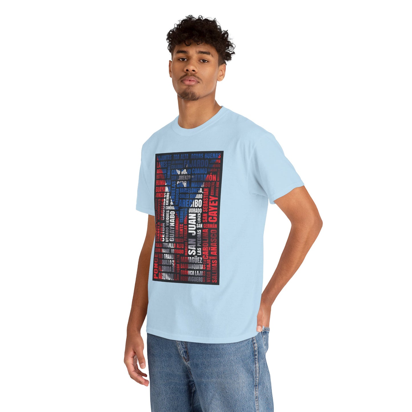 Puerto Rico Flag Word Cloud T-Shirt — Puerto Rican Pride Tee with Names Design