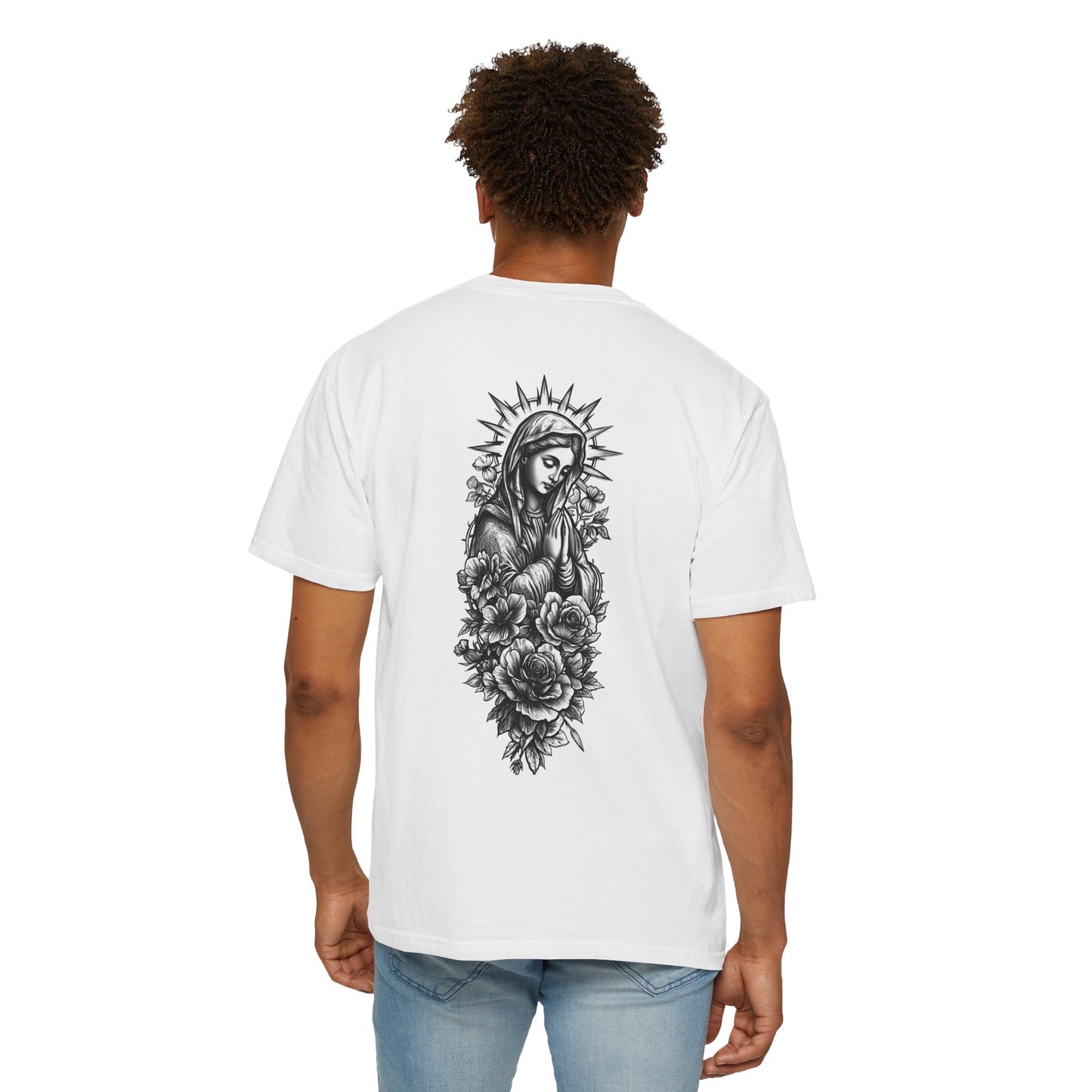 T-Shirt - Vintage Virgin Mary & Roses Graphic Tee