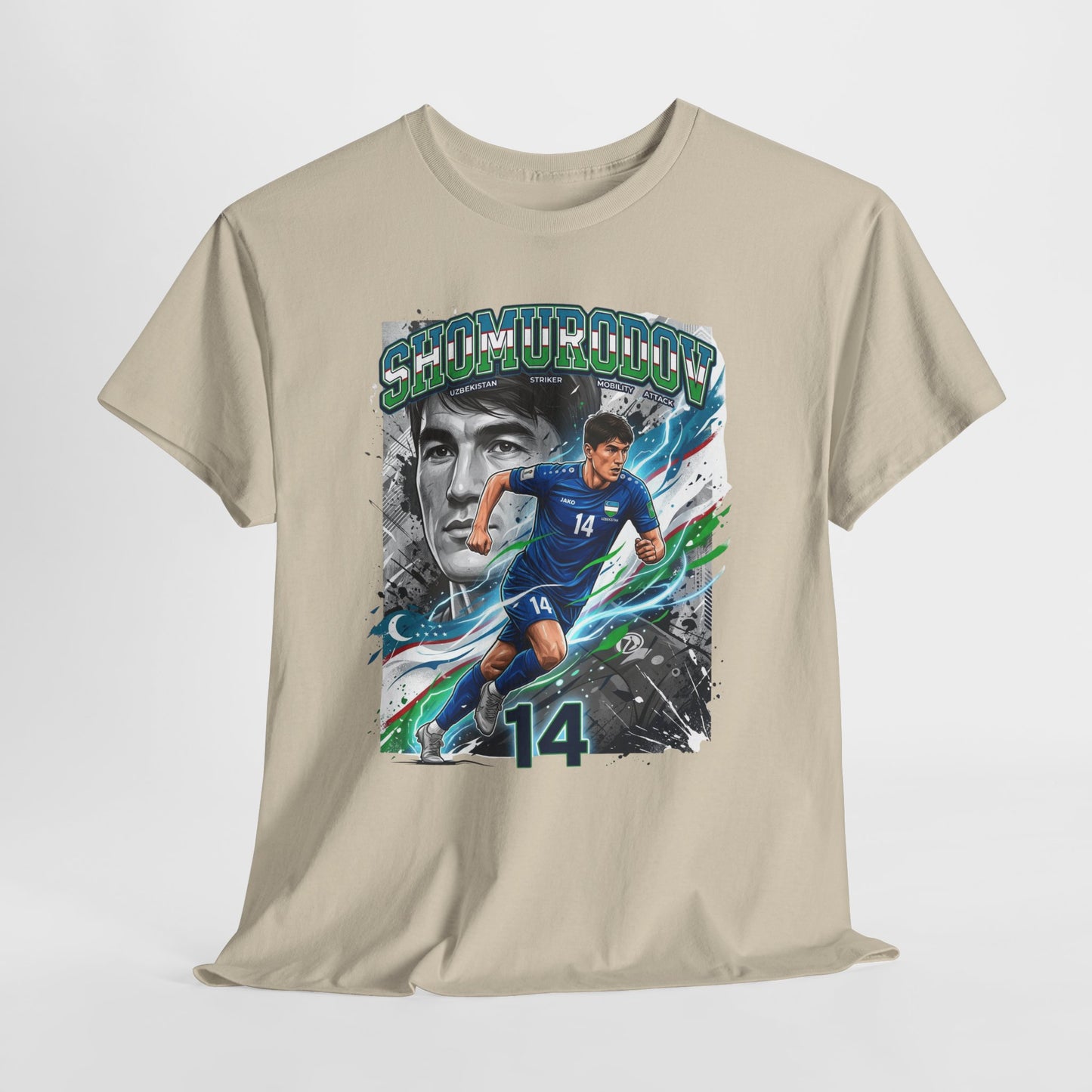 Shomurodov #14 – Uzbekistan’s Dynamic Striker T-Shirt