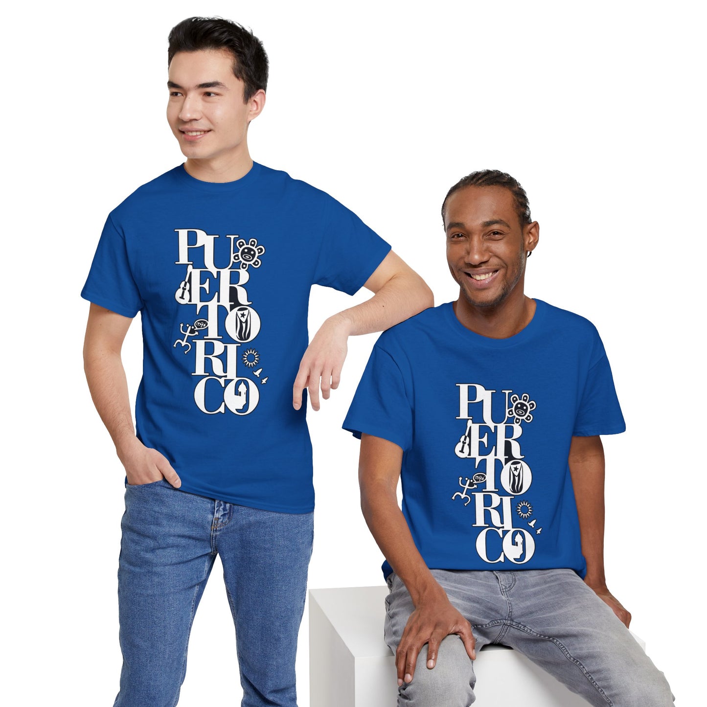 Puerto Rico Floral Vertical Tee — Retro Typography Island Shirt