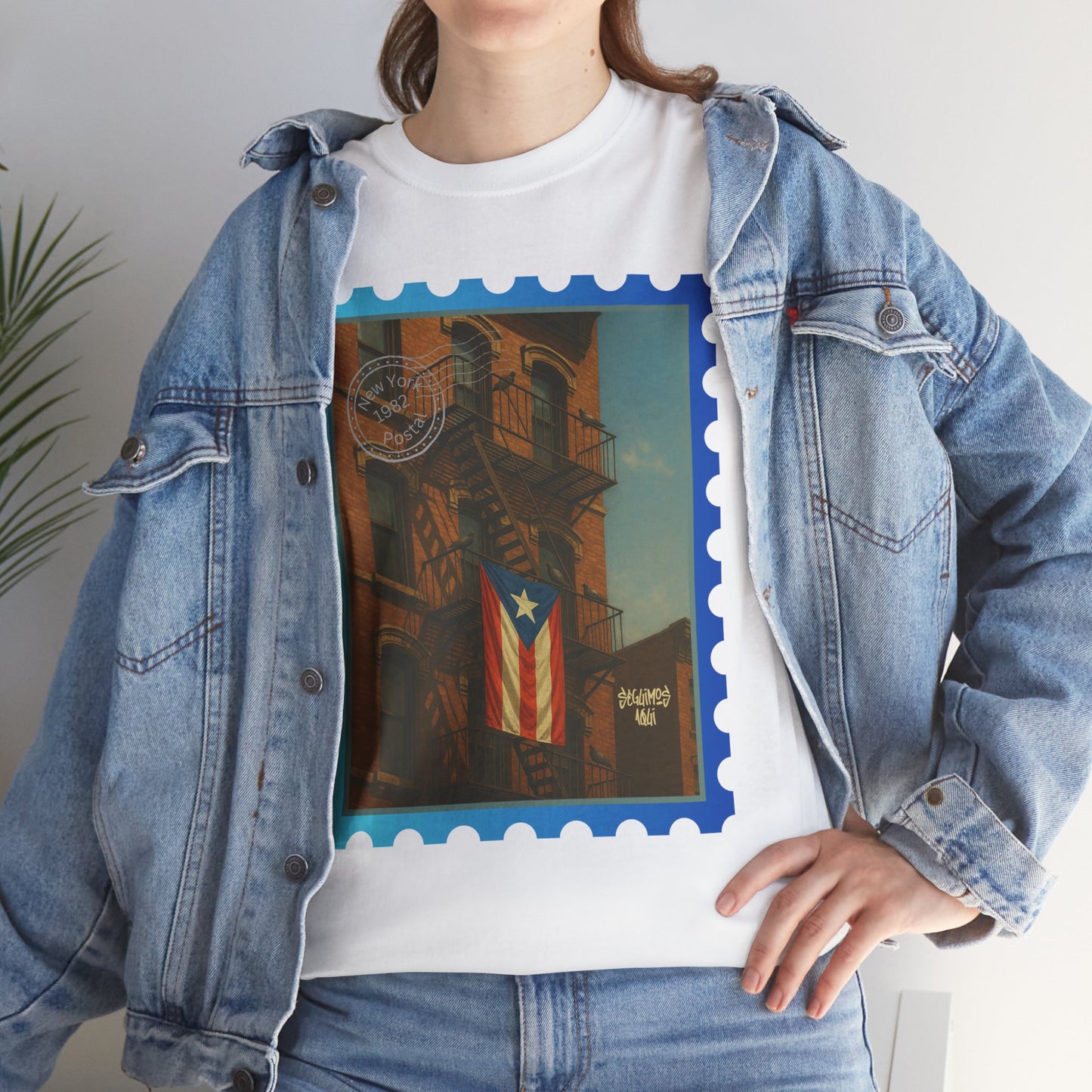 Seguimos Aquí Puerto Rican Pride Tee — New York 1982 Vintage Flag Tribute