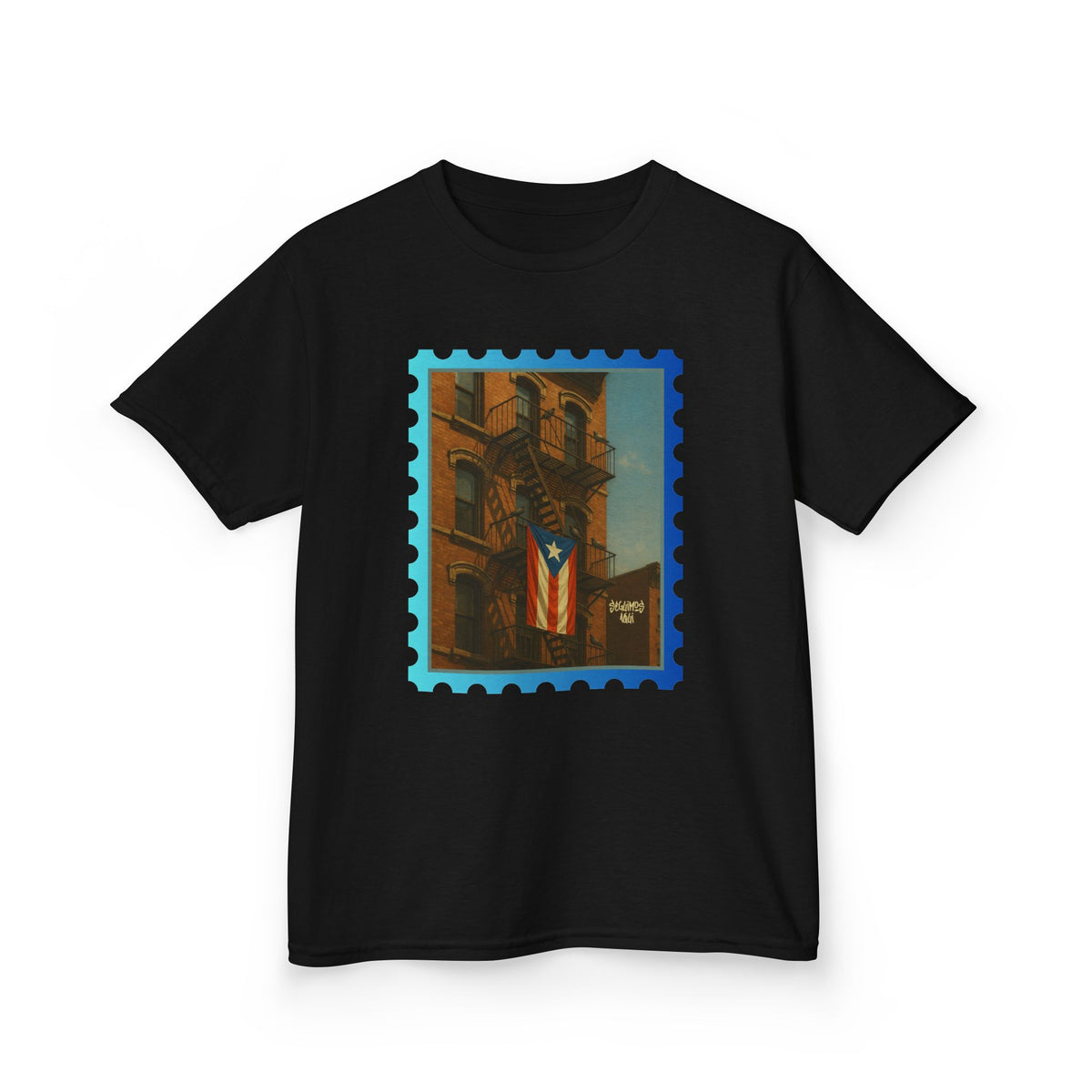 Boricua Barrio Kids T-Shirt – Puerto Rican Flag NYC Street Art