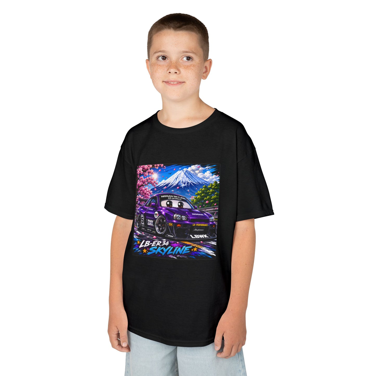 Kids T‑Shirt — Retro Japanese Drift Car Graphic (“Liberty Skyline”)